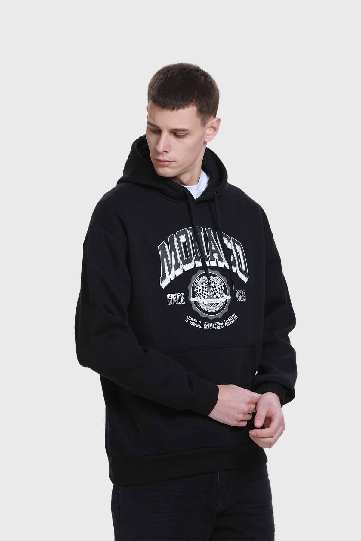 Polerón Hombre Print College Negro Negro / XXL