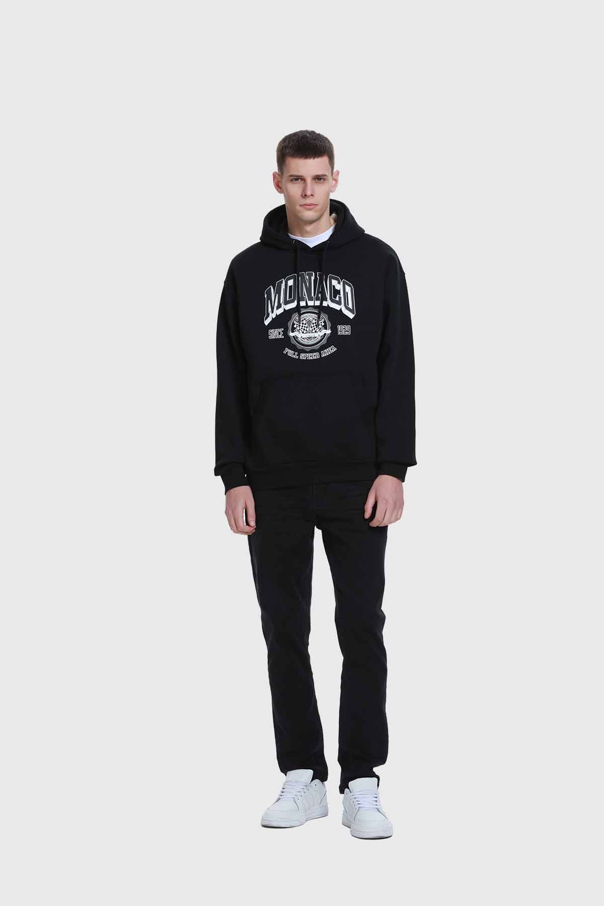 Polerón Hombre Print College Negro Negro / XXL