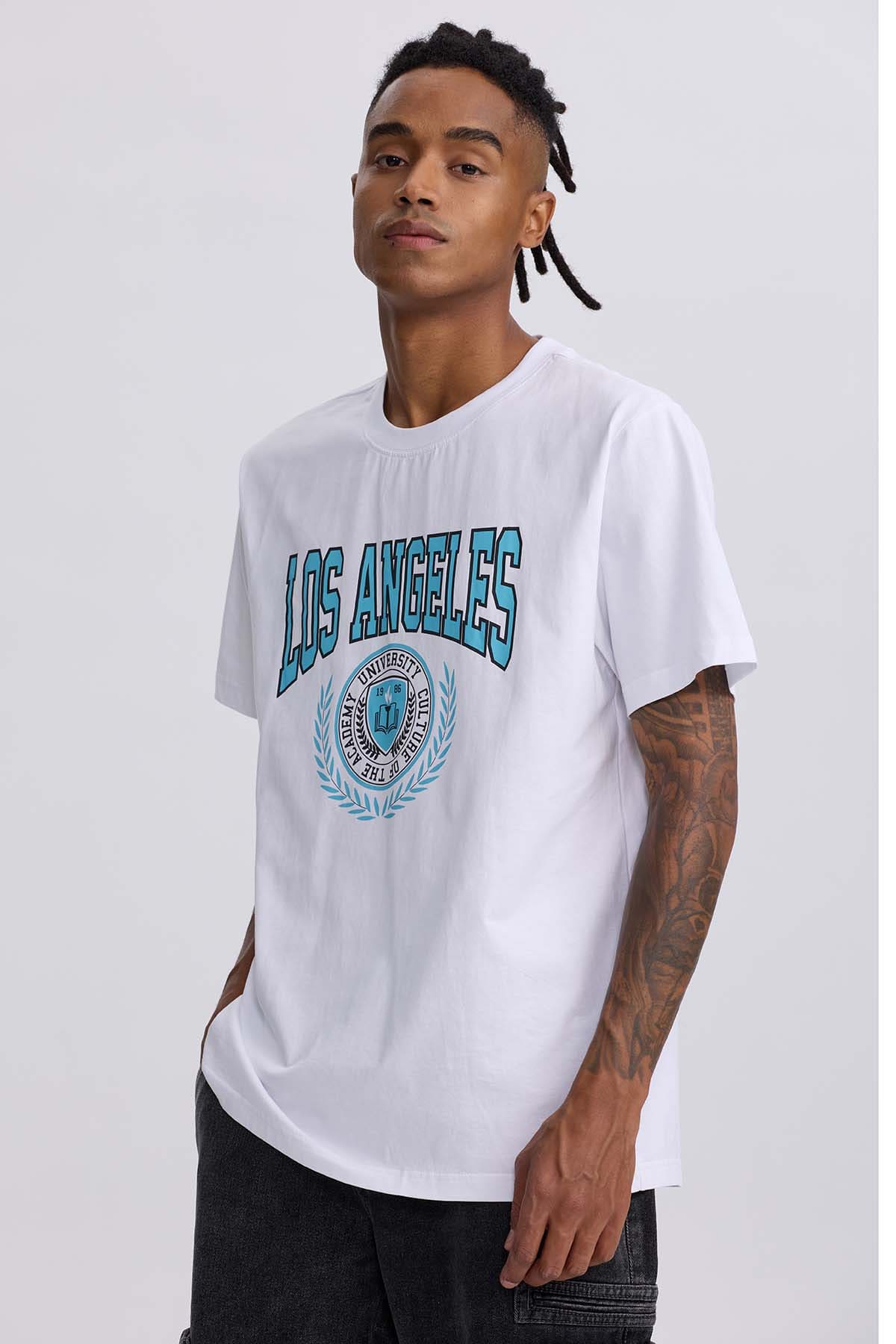Polera Hombre Print College Blanco Blanco / XXL