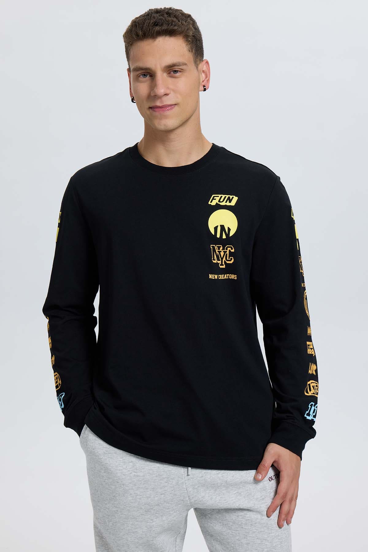 Polera Hombre Print Negro Negro / XXL