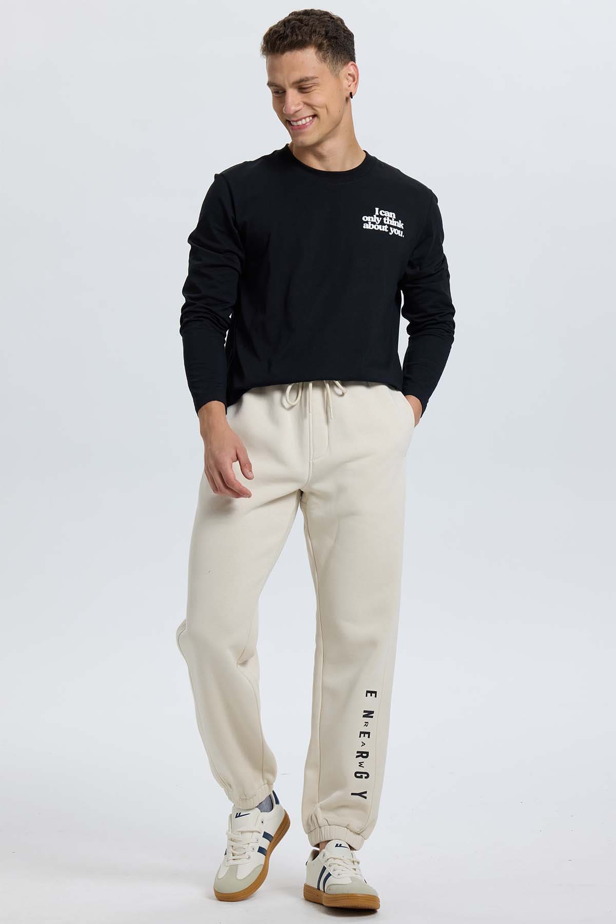 Pantalón Buzo Hombre Baggy Beige Beige / XXL