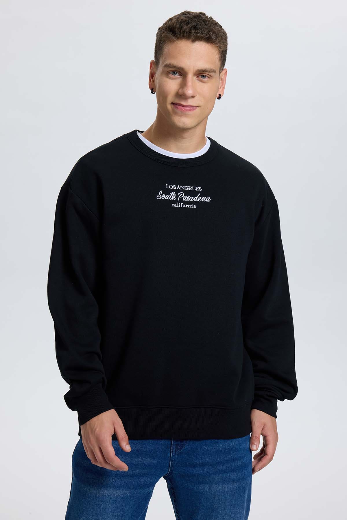 Polerón Hombre Print Texto Central Negro Negro / XXL