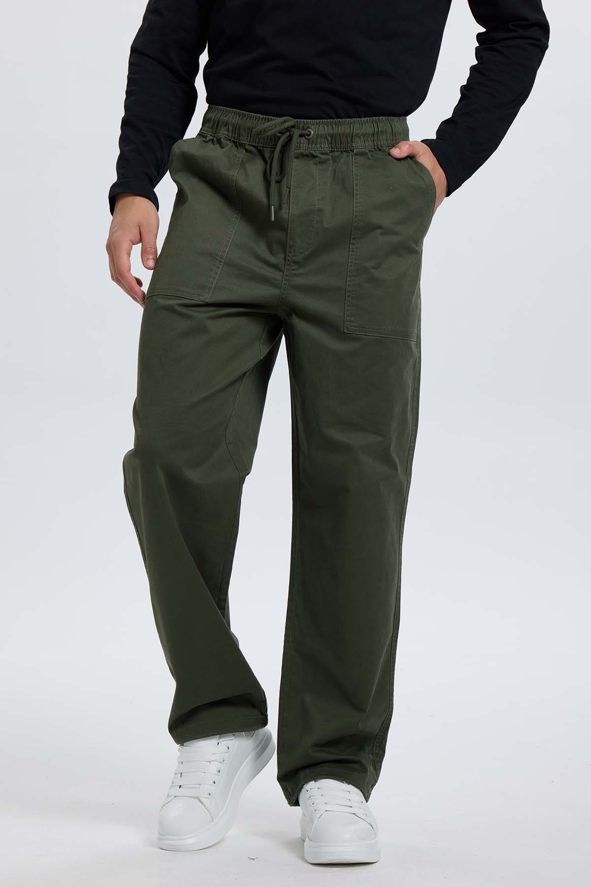 Pantalón cargo gabardina verde militar cómodo – Fashion´s Park