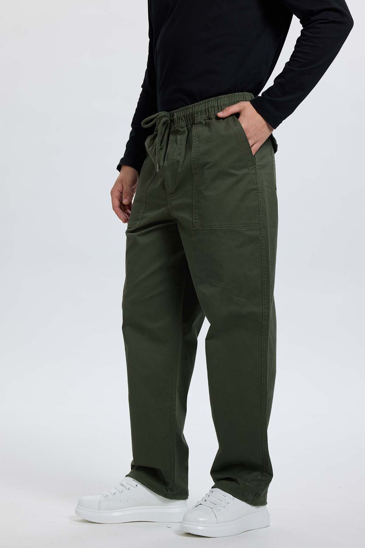 Pantalón Hombre Gabardina Cargo Verde Verde Militar / XXL