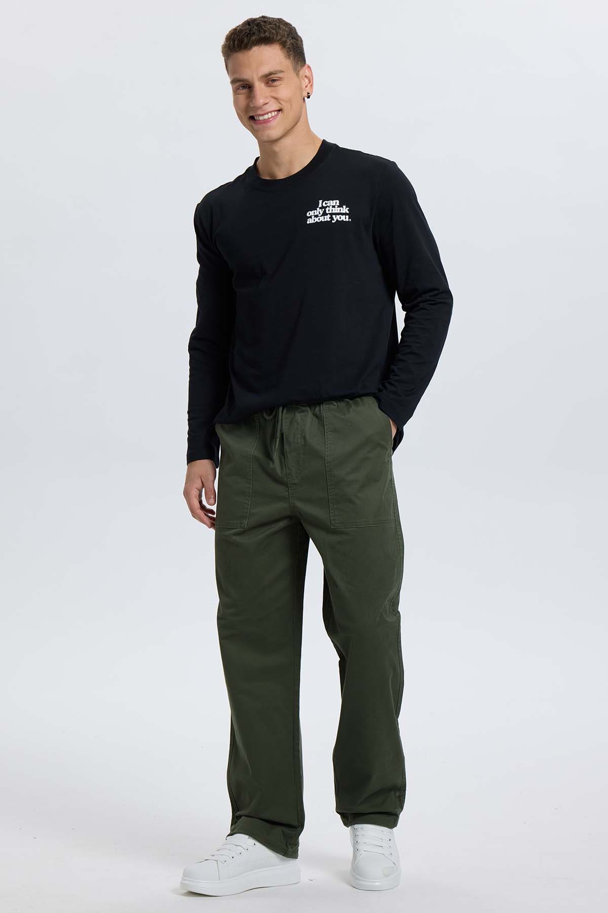 Pantalón Hombre Gabardina Cargo Verde Verde Militar / XXL