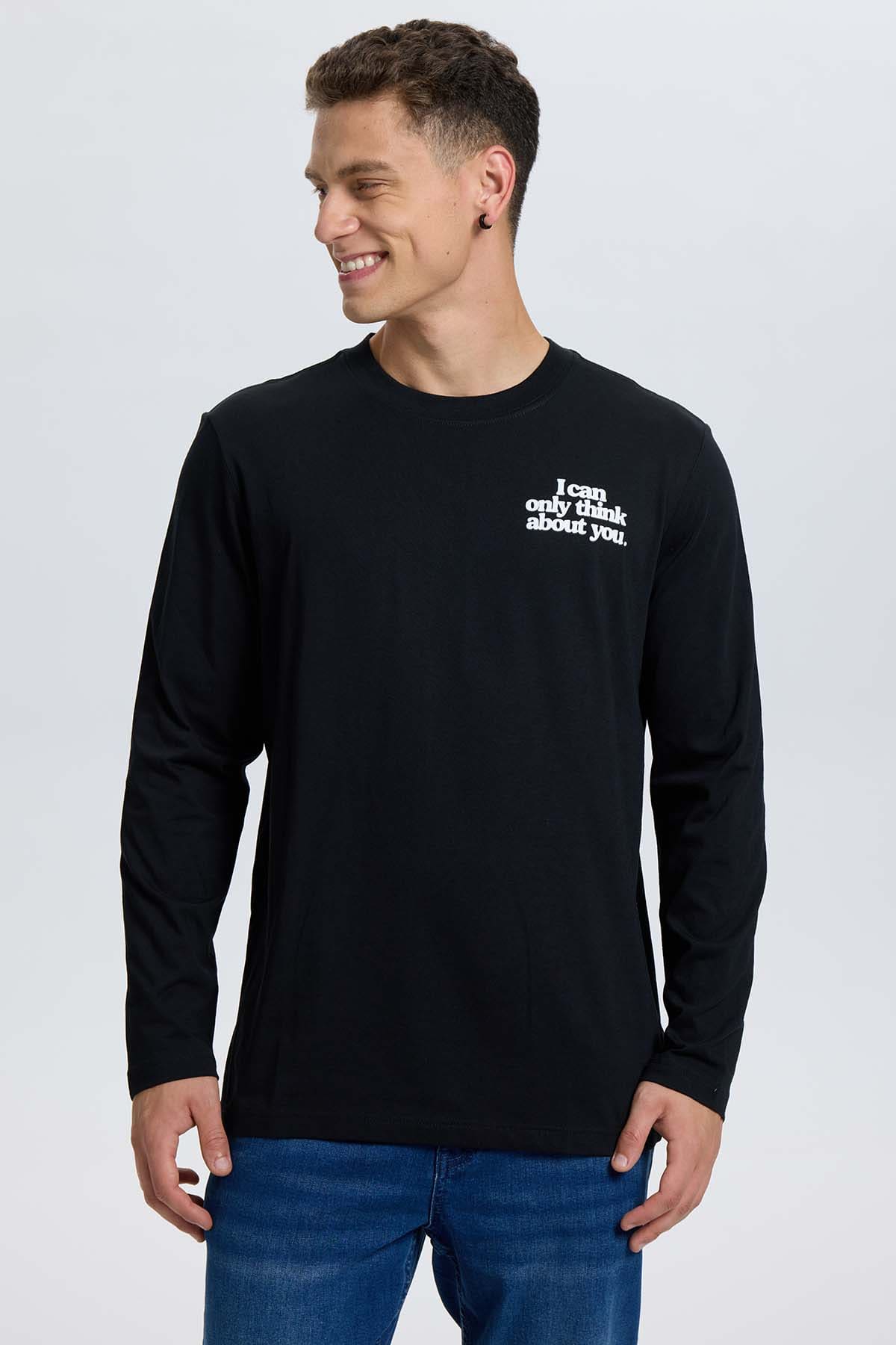 Polera Hombre Doble Print Negro Negro / XXL