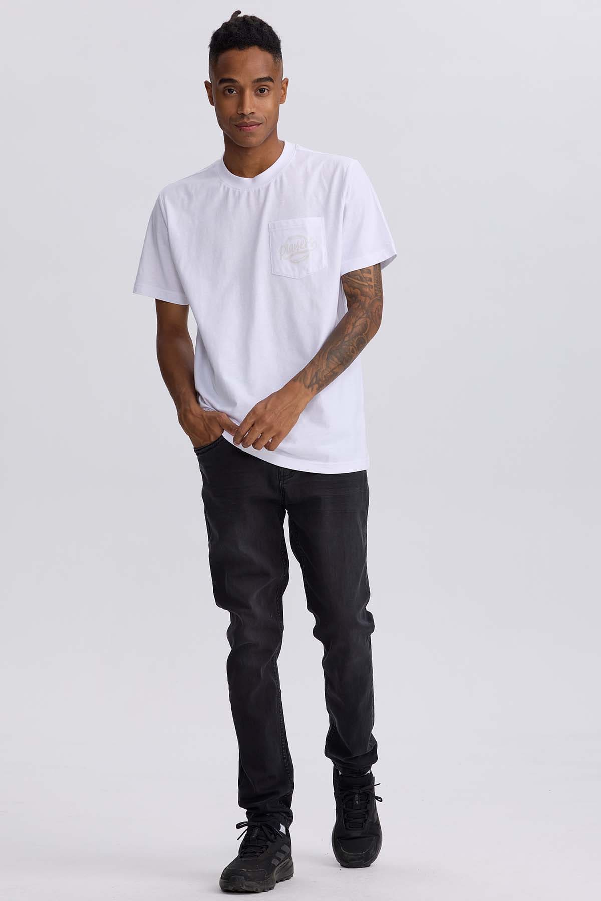 Polera Hombre Bolsillo Contraste Blanco Blanco / XXL