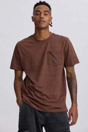 Polera Hombre Bolsillo Contraste Chocolate Café / XXL