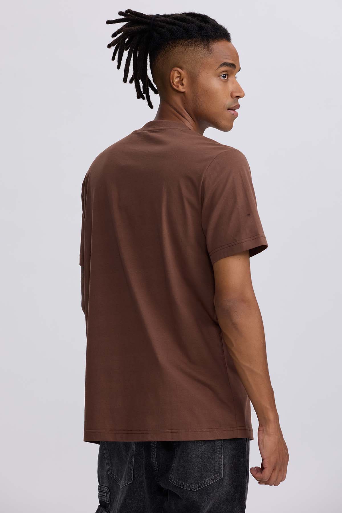 Polera Hombre Bolsillo Contraste Chocolate Café / XXL