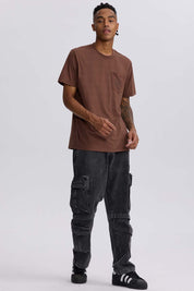 Polera Hombre Bolsillo Contraste Chocolate Café / XXL