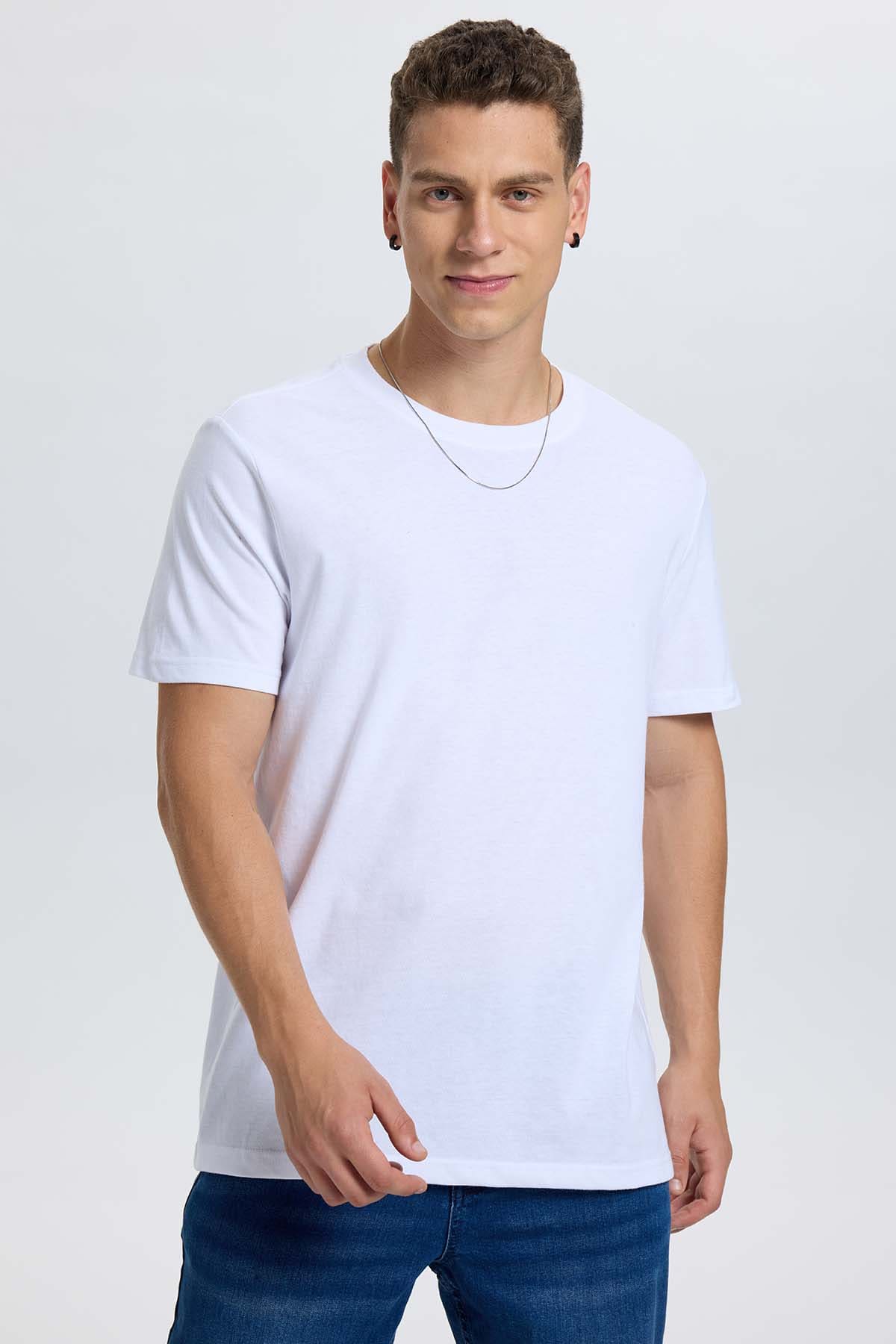 Polera Hombre Long Fit Básica Blanco Blanco / XXL