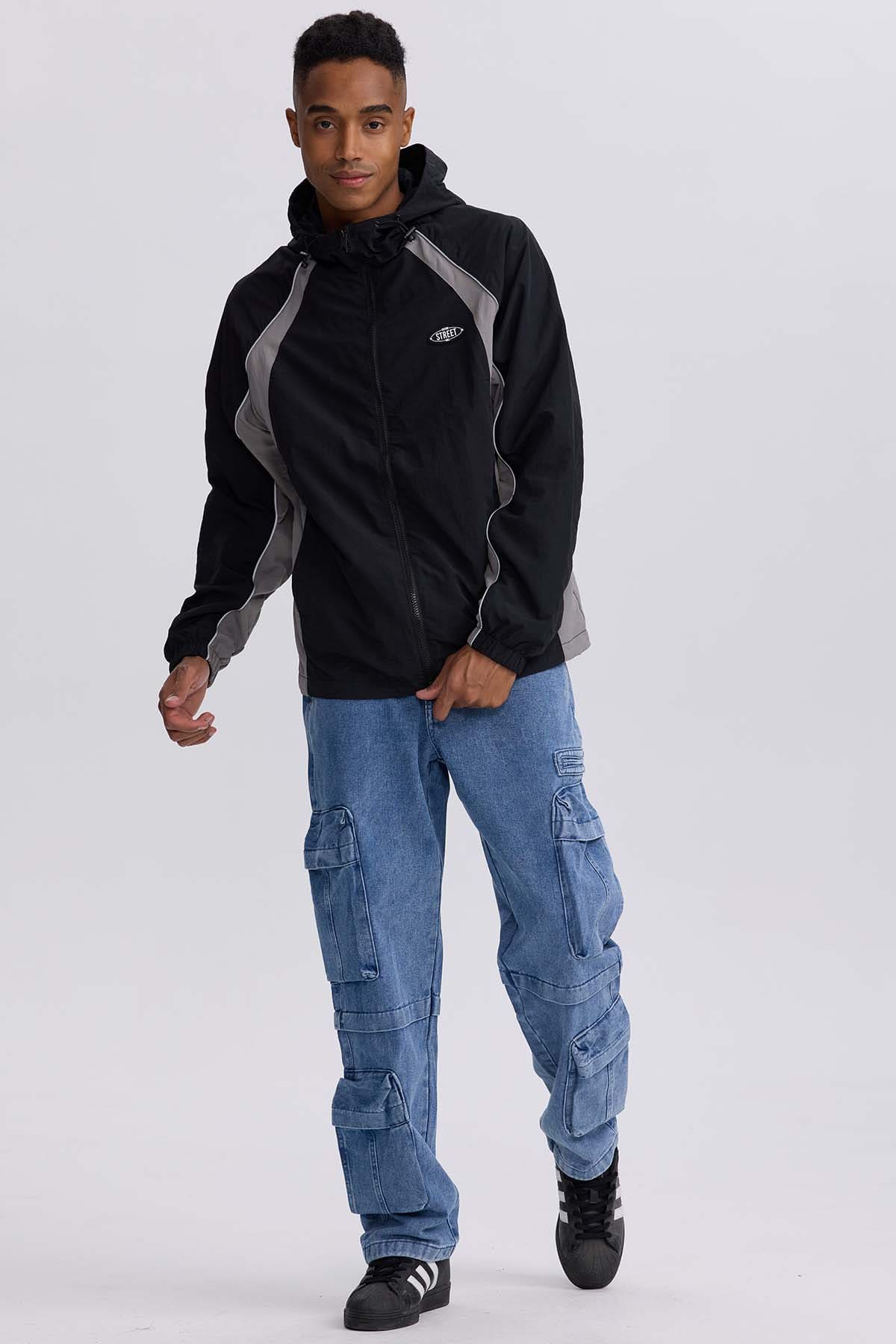 Chaqueta Hombre Cortaviento Negro Negro / XXL