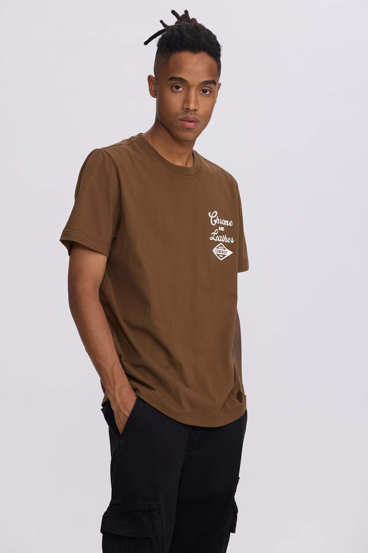 Polera Hombre Doble Print Chocolate Café / XXL