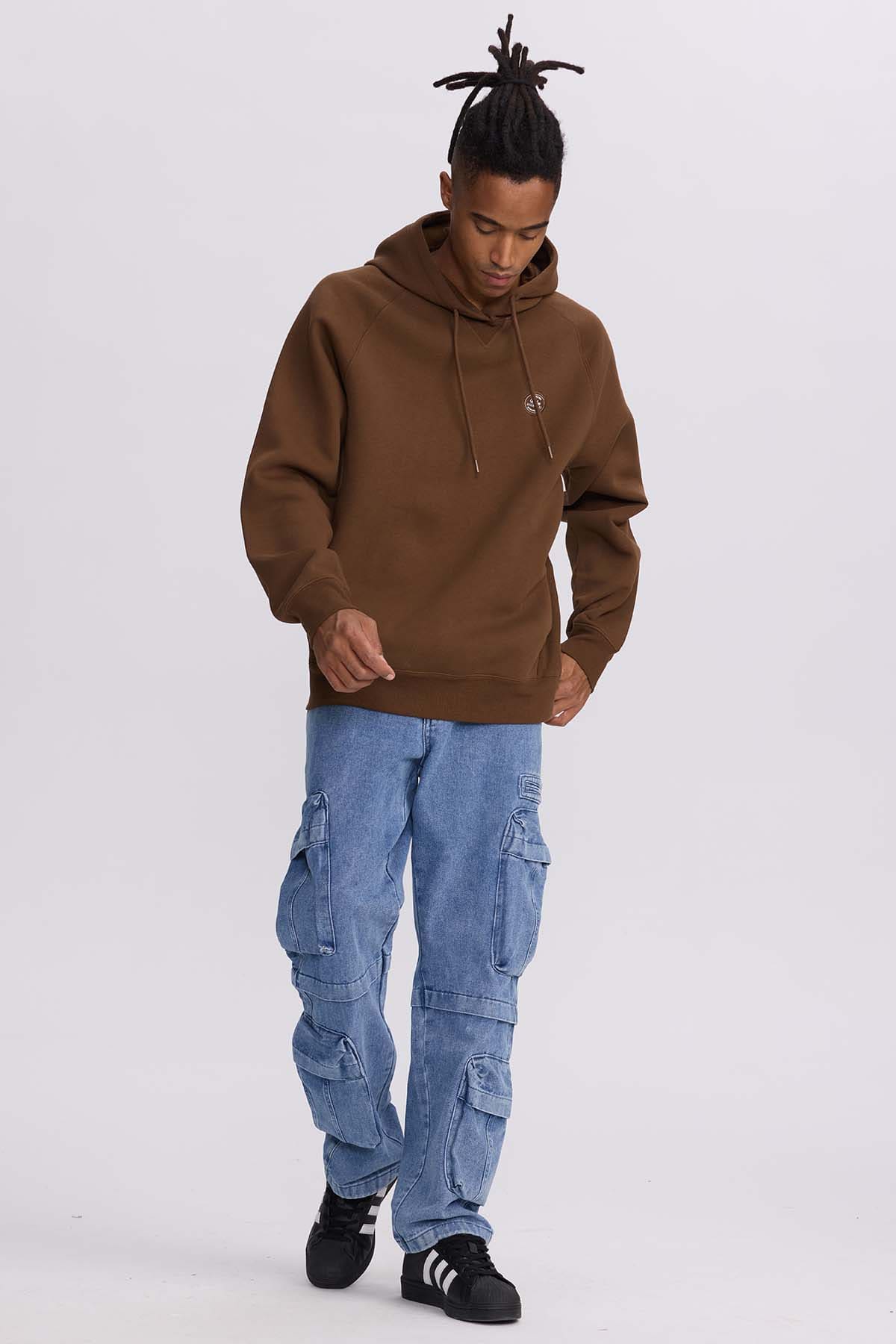 Polerón Hombre Hoodie Aplicación Chocolate Café / XXL