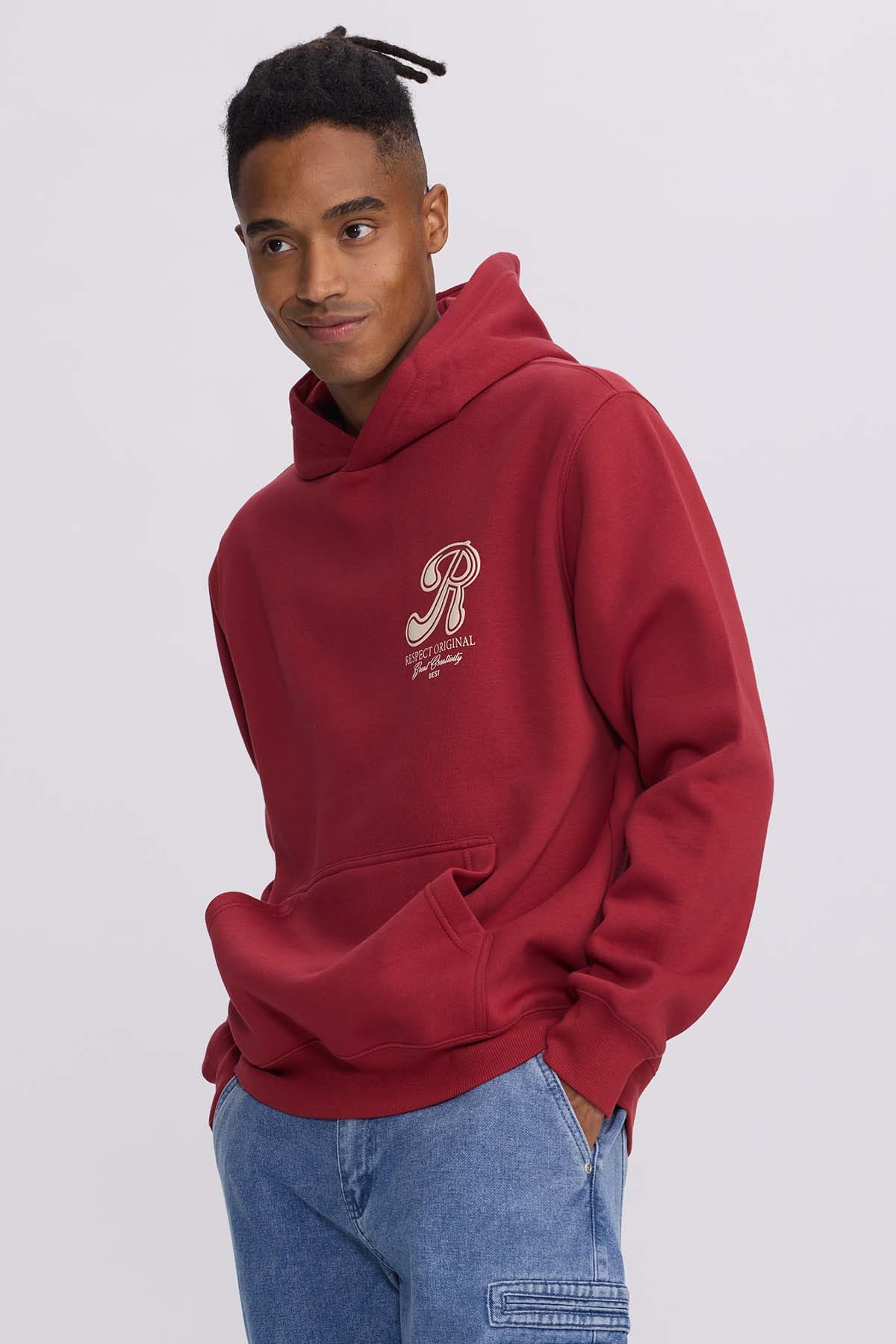 Polerón Hombre Hoodie Doble Print Rojo Oscuro Rojo / XXL
