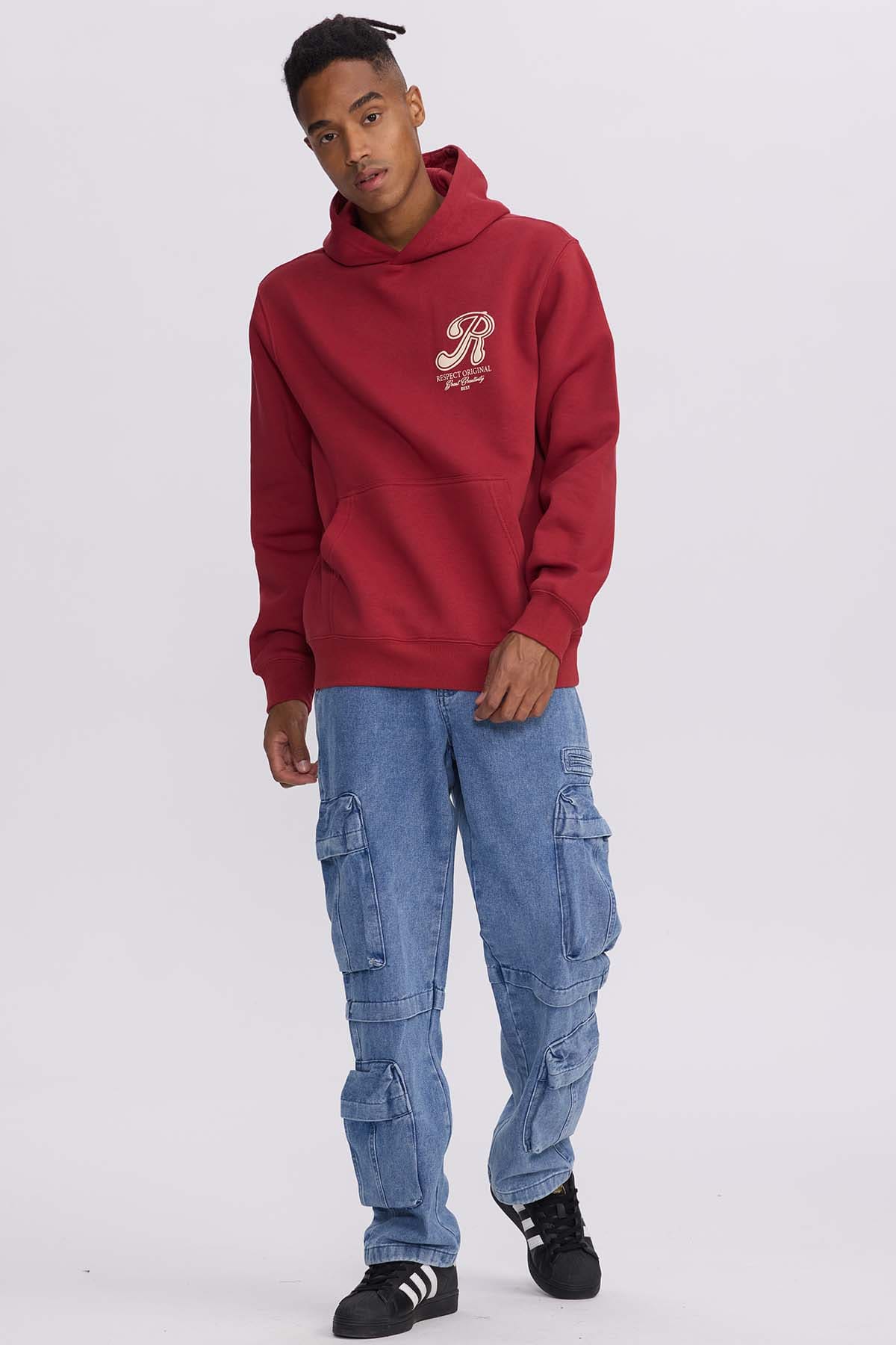 Polerón Hombre Hoodie Doble Print Rojo Oscuro Rojo / XXL