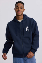 Polerón Hombre Full Zipper Print Azul Noche Azul / XXL