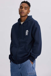 Polerón Hombre Full Zipper Print Azul Noche Azul / XXL