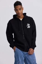 Polerón Hombre Full Zipper Print Negro Negro / XXL