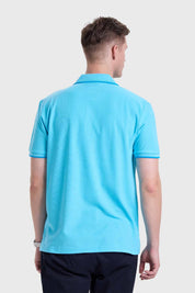 Polera Hombre Piqué Básica Azul