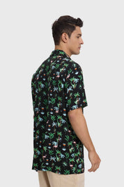 Camisa Hombre Print Tropical Negro