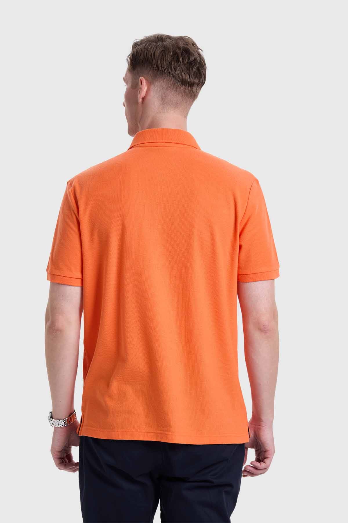 Polera Hombre Piqué Básica Naranjo