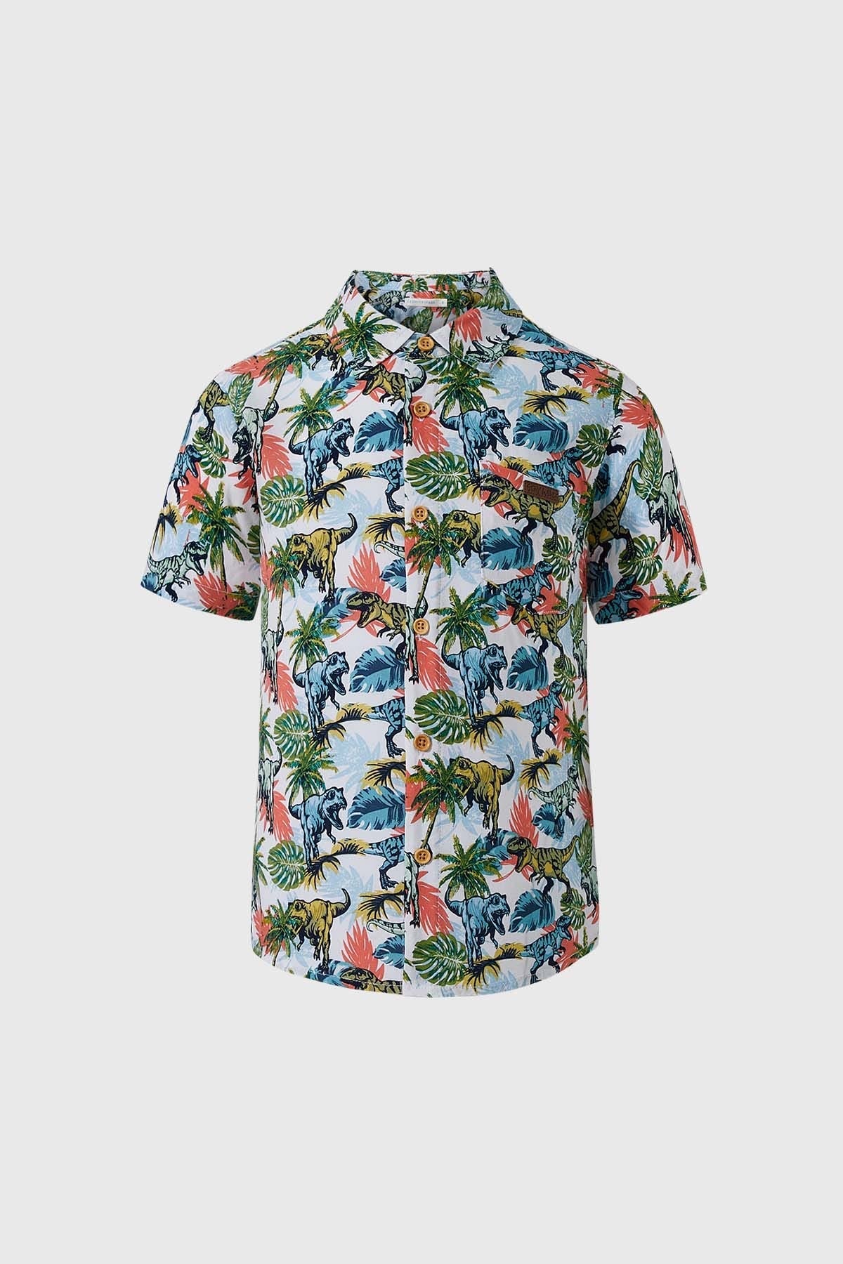 Camisa guayabera algodón blanco estampado tropical – Fashion´s Park