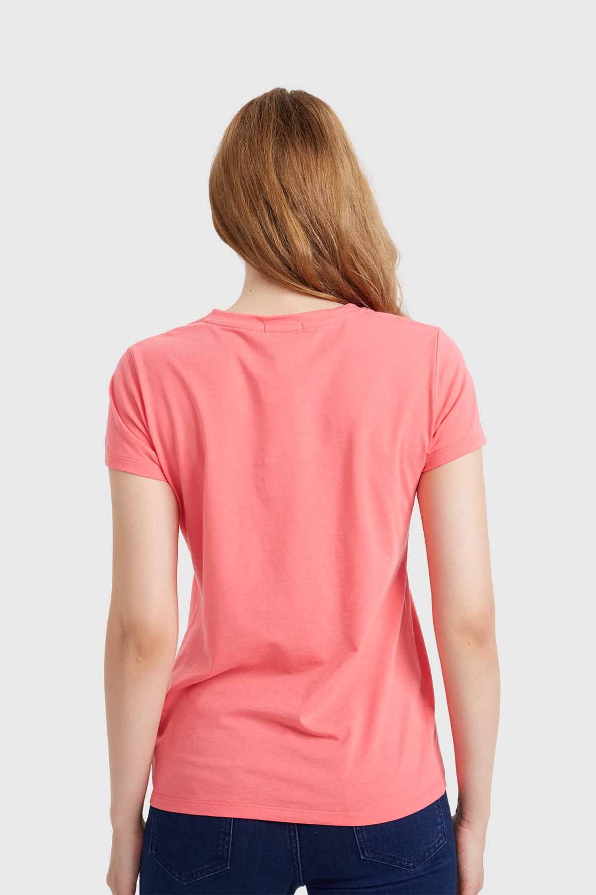 Polera Mujer Básica Print Coral