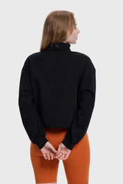 Polerón Mujer Medio Cierre Negro