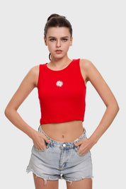 Polera Mujer Bordado Rojo