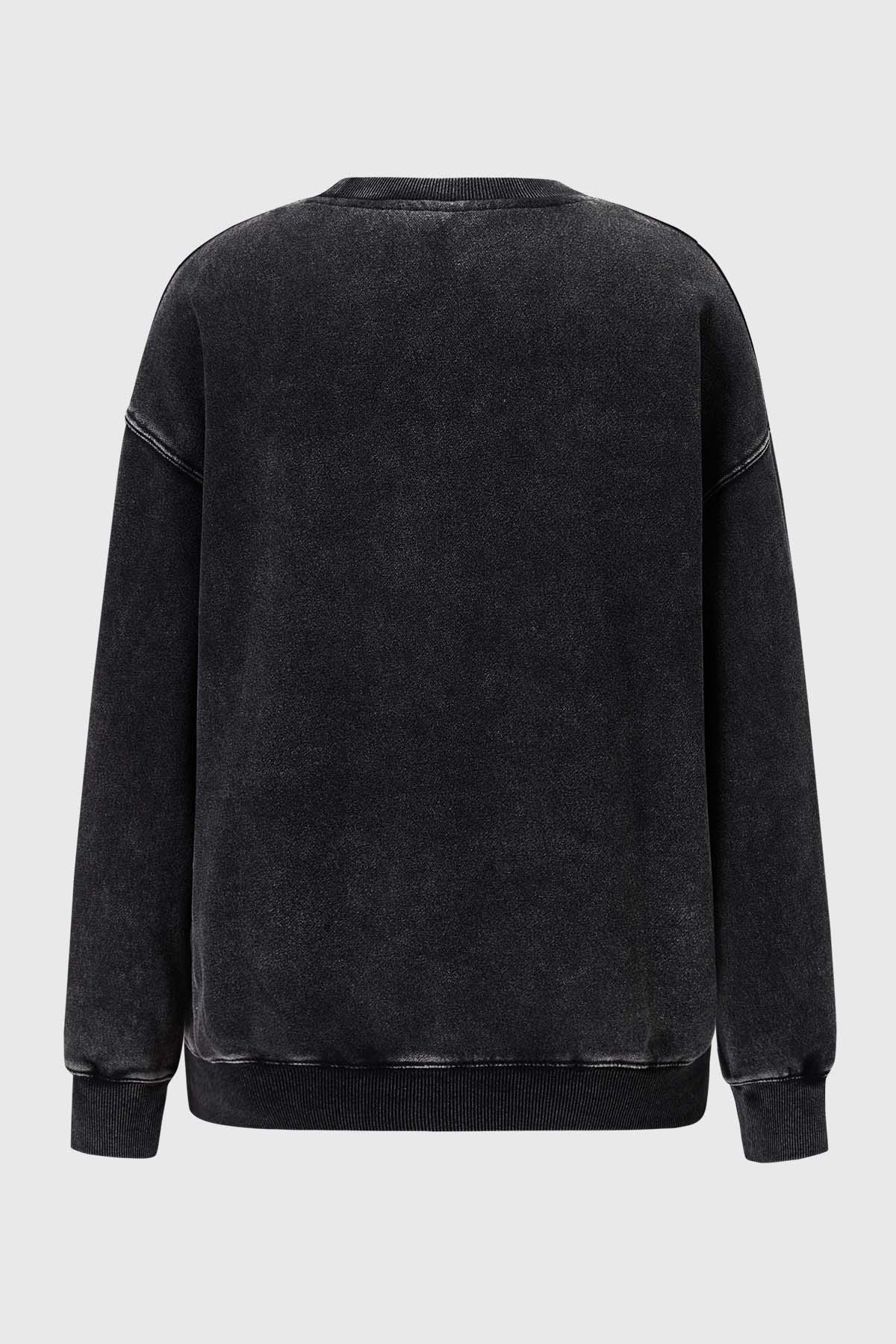Polerón Niña Acid Wash Negro