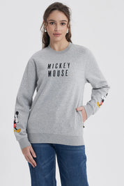 Polerón Mujer Mickey Gris Melange