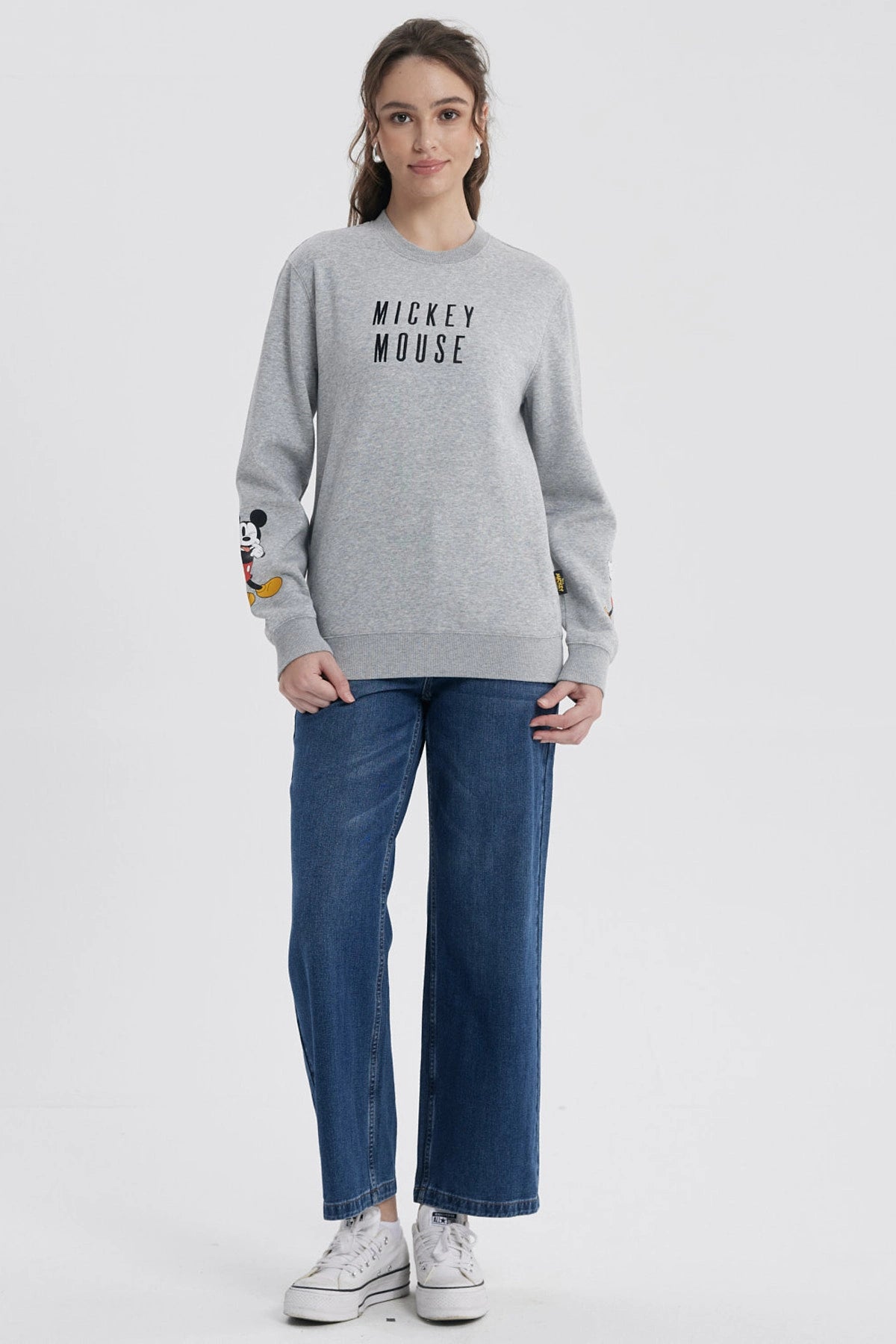 Polerón Mujer Mickey Gris Melange