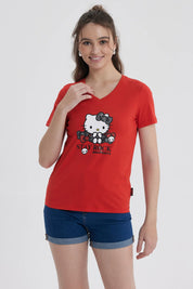 Polera Mujer Hello Kitty Rojo