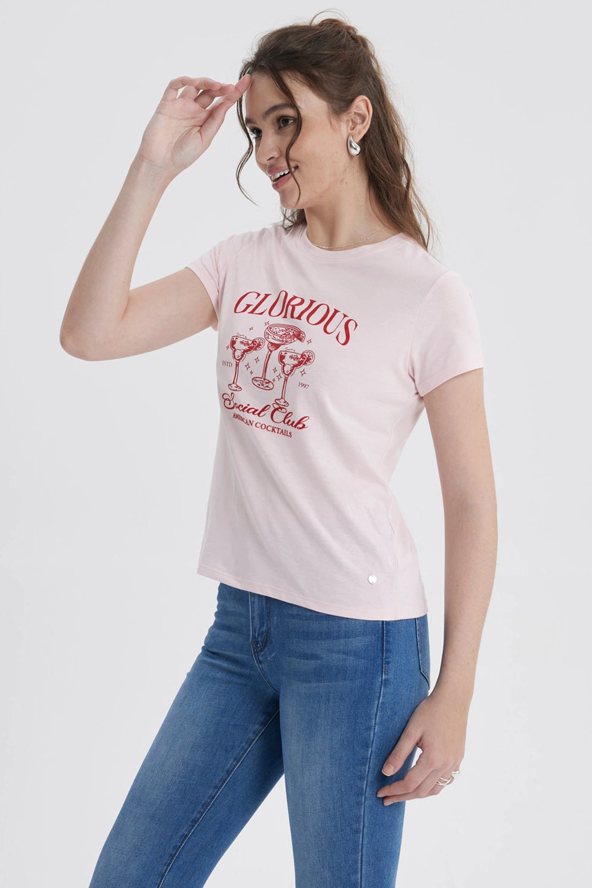 Polera Mujer Básica Print Rosa