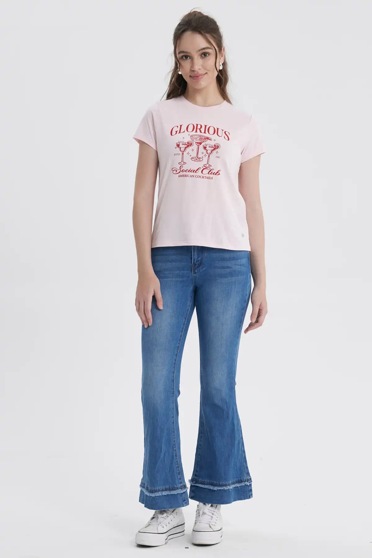Polera Mujer Básica Print Rosa