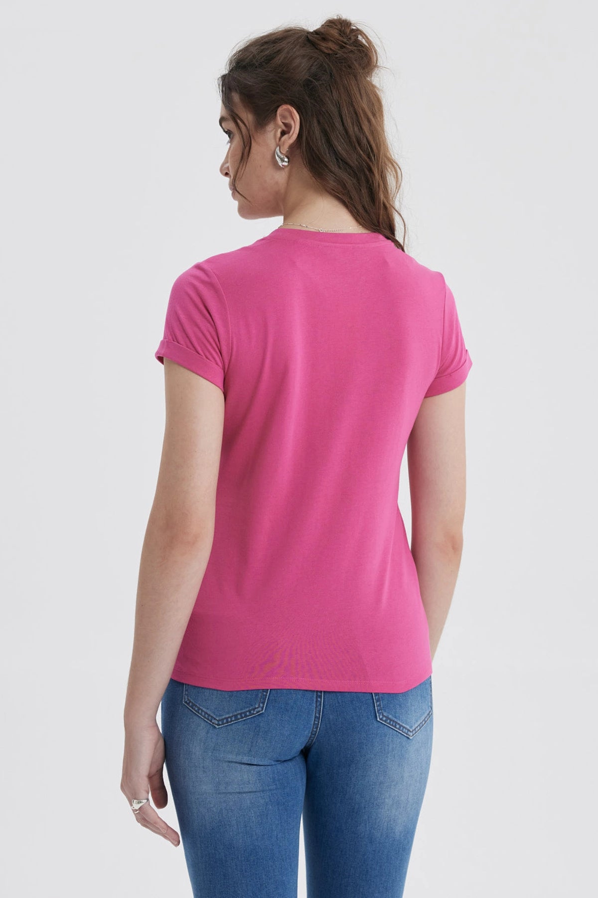 Polera Mujer Gráfica Roll Up Fucsia