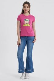 Polera Mujer Gráfica Roll Up Fucsia