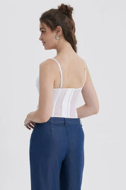 Blusa Mujer Corset Encaje Blanco