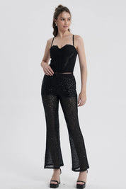 Blusa Mujer Corset Encaje Negro