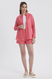 Blusa Mujer Lino Crop Rosado