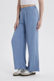 Pantalón Mujer Palazzo Sastrero  Celeste Oscuro