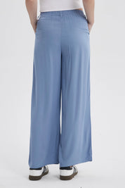 Pantalón Mujer Palazzo Sastrero  Celeste Oscuro