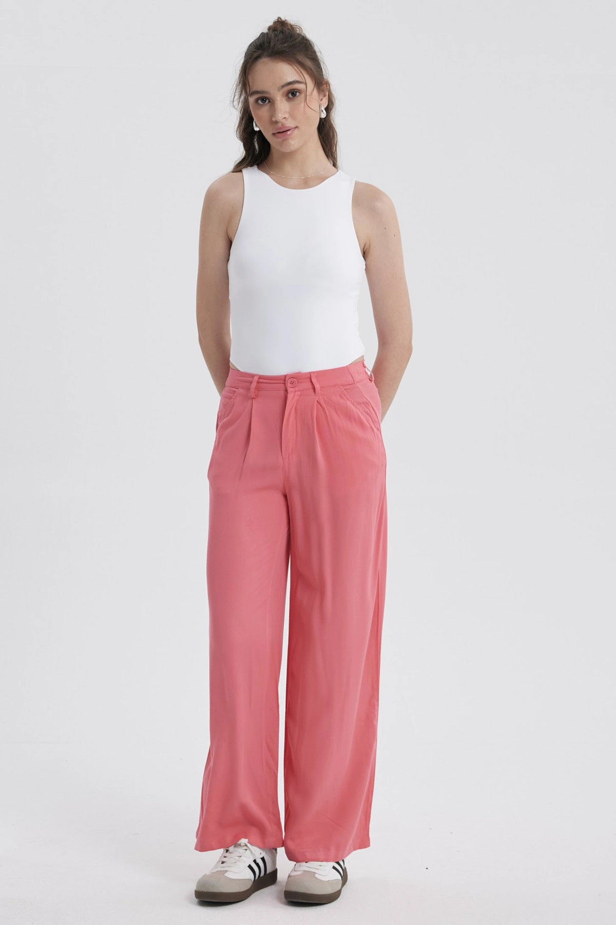 Pantalón Mujer Palazzo Sastrero  Rosado