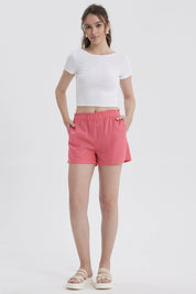 Short Mujer Lino Pretina Rosado