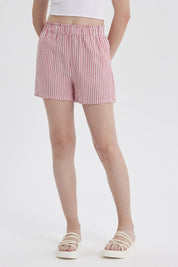 Short Mujer Lino Pretina Rojo