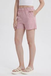 Short Mujer Lino Pretina Rojo