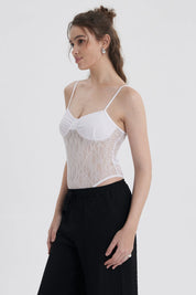 Polera Mujer Body Encaje Blanco