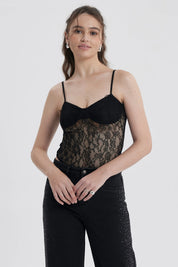 Polera Mujer Body Encaje Negro