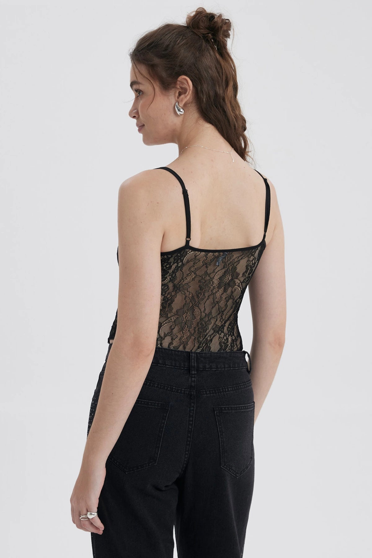 Polera Mujer Body Encaje Negro